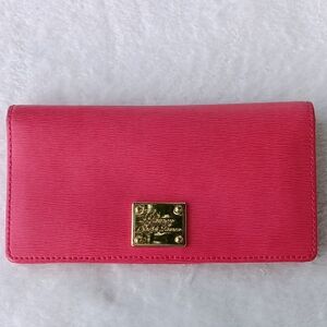 Ralph Lauren Fuchsia Wallet with Gold Accent.